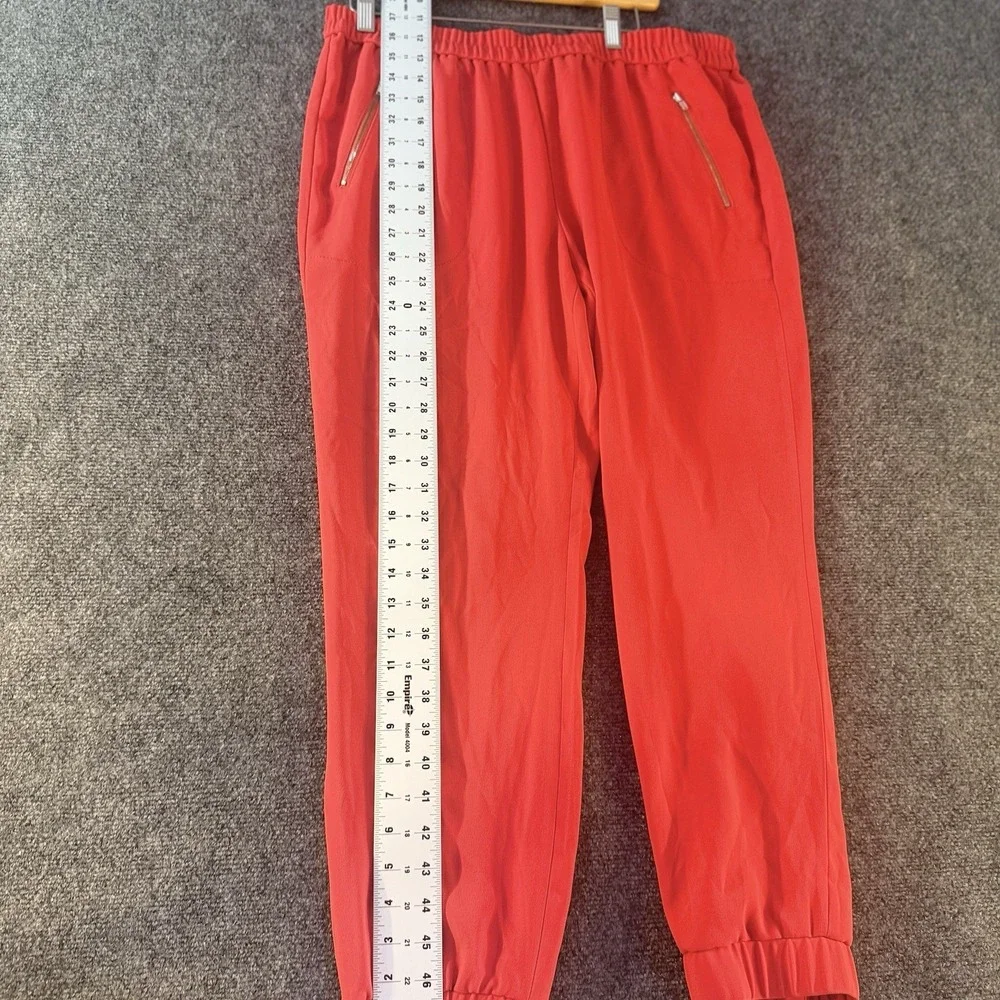 J.Crew Womens Red Pull On Jogger‎ Pants Size 14 Zip Pocket Career Casual Dressy